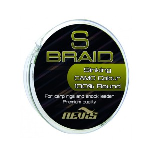 NEVIS Pintas Valas Pavadėliams S Braid Sinking Camo 15m